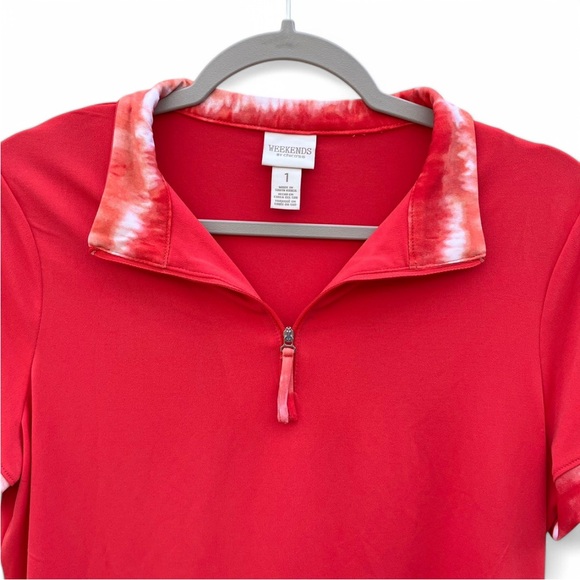 Weekends by Chico’s Active Polo Twist Zip Up Mock Contrast Size Medium - Picture 6 of 11